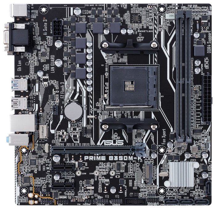 Материнская плата Asus PRIME B350M-K Socket AM4
Материнская плата Asus PRIME B350M-K Socket AM4