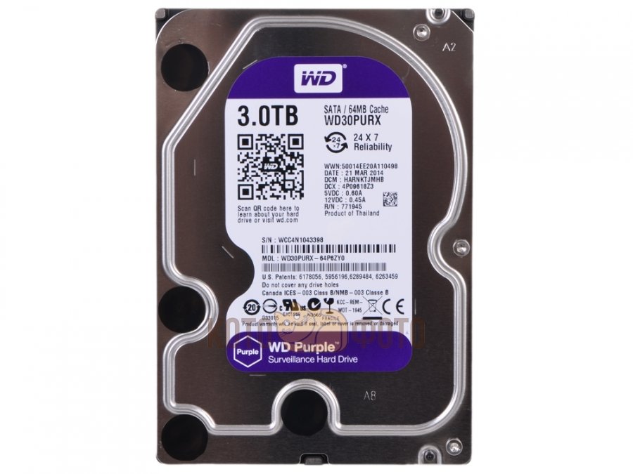 Жесткий диск WD Purple 3Tb (WD30PURX)
Жесткий диск WD Purple 3Tb (WD30PURX)