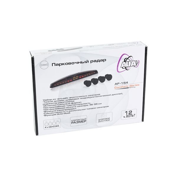 Парковочный датчик ALFA AF-154 White 4 сенсора
Парковочный датчик ALFA AF-154 White 4 сенсора