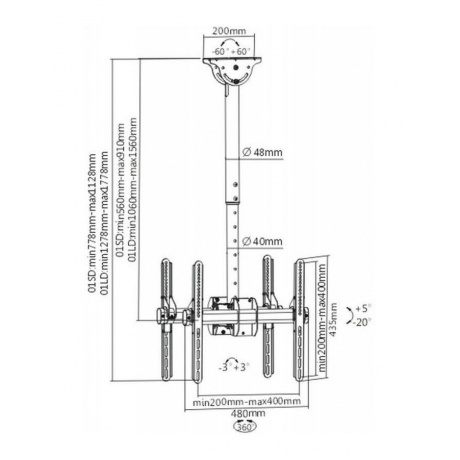 Кронштейн для телевизора Arm Media LCD-1850 черный 26"-65" макс.90кг потолочный поворот и наклон
Кронштейн для телевизора Arm Media LCD-1850 черный 26"-65" макс.90кг потолочный поворот и наклон