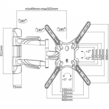 Кронштейн для телевизора Ultramounts UM 871 черный 23"-55" макс.35кг настенный поворотно-выдвижной и наклонный
Кронштейн для телевизора Ultramounts UM 871 черный 23"-55" макс.35кг настенный поворотно-выдвижной и наклонный