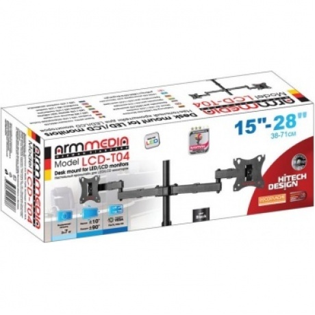Кронштейн для мониторов Arm Media LCD-T04 черный 15"-28" макс.14кг настольный поворот и наклон
Кронштейн для мониторов Arm Media LCD-T04 черный 15"-28" макс.14кг настольный поворот и наклон