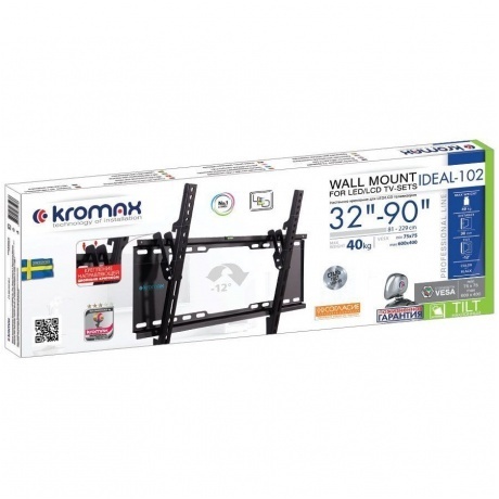 Кронштейн для телевизора Kromax IDEAL-102 черный 32"-90" макс.40кг настенный наклон
Кронштейн для телевизора Kromax IDEAL-102 черный 32"-90" макс.40кг настенный наклон