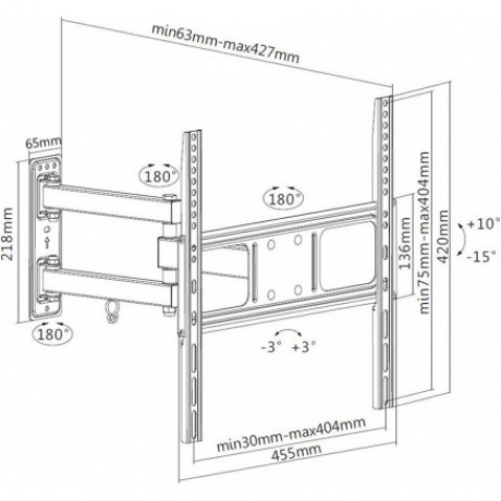 Кронштейн для телевизора Ultramounts UM 872 черный 32"-55" макс.35кг настенный поворотно-выдвижной и наклонный
Кронштейн для телевизора Ultramounts UM 872 черный 32"-55" макс.35кг настенный поворотно-выдвижной и наклонный