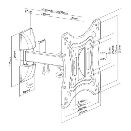 Кронштейн для телевизора Ultramounts UM 865 черный 23"-42" макс.20кг настенный поворотно-выдвижной и наклонный
Кронштейн для телевизора Ultramounts UM 865 черный 23"-42" макс.20кг настенный поворотно-выдвижной и наклонный