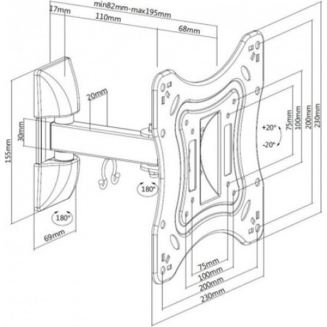 Кронштейн для телевизора Ultramounts UM 865 черный 23"-42" макс.20кг настенный поворотно-выдвижной и наклонный
Кронштейн для телевизора Ultramounts UM 865 черный 23"-42" макс.20кг настенный поворотно-выдвижной и наклонный