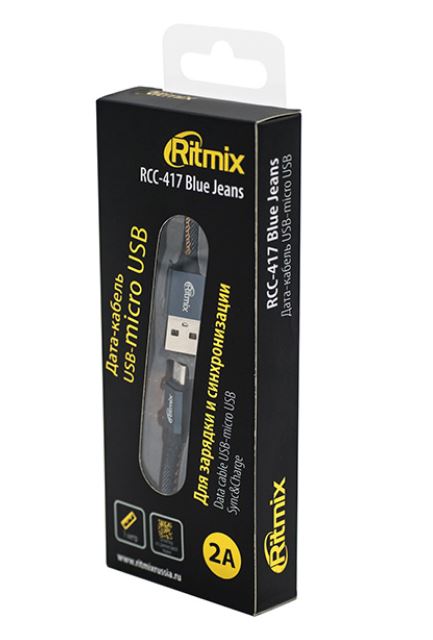 Кабель RITMIX RCC-417 USB-micro USB Blue Jeans, Синий
Кабель RITMIX RCC-417 USB-micro USB Blue Jeans, Синий