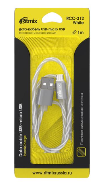 Кабель RITMIX RCC-312 USB-microUSB White, Белый
Кабель RITMIX RCC-312 USB-microUSB White, Белый