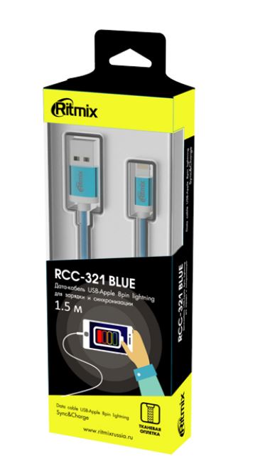 Кабель RITMIX RCC-321 Lightning 8pin-USB Blue, Синий
Кабель RITMIX RCC-321 Lightning 8pin-USB Blue, Синий