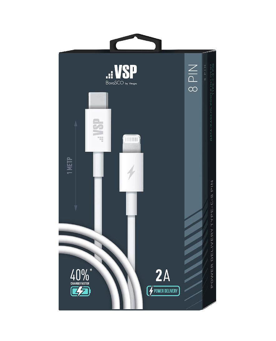 Кабель BoraSCO Type-C - 8 pin, 1м, Power Delivery, Белый
Кабель BoraSCO Type-C - 8 pin, 1м, Power Delivery, Белый