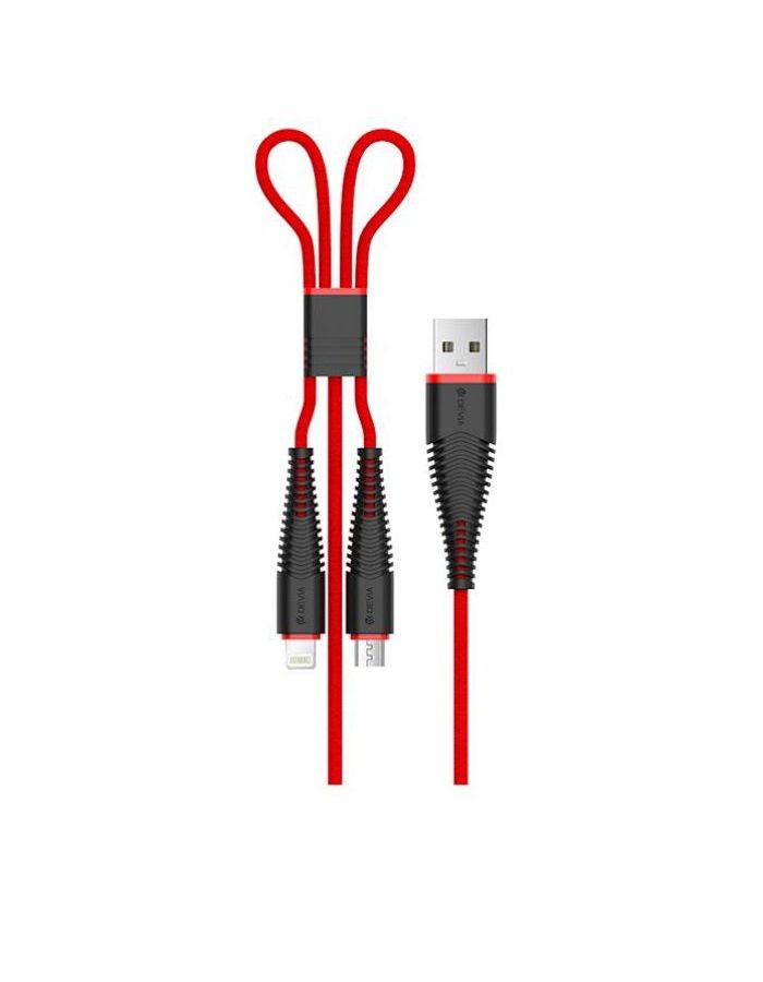 Кабель Devia Fish 2 in 1 Micro Usb and Lightning - Red, Красный
Кабель Devia Fish 2 in 1 Micro Usb and Lightning - Red, Красный