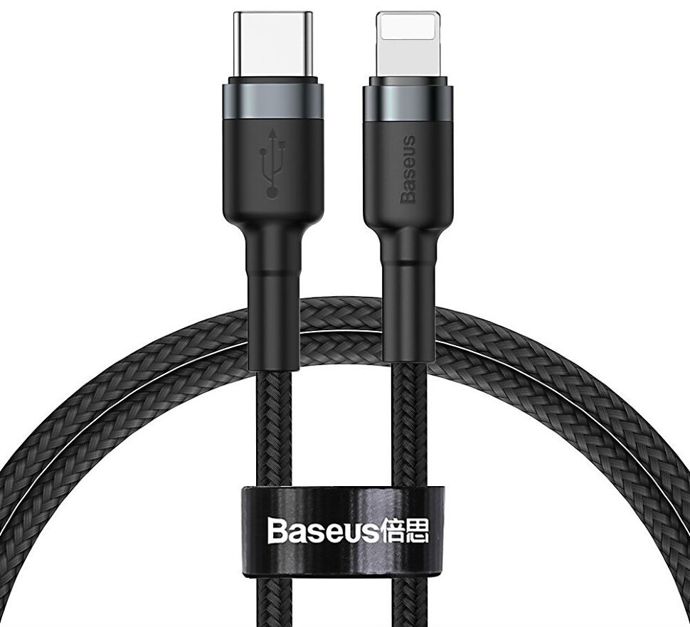 Кабель Baseus Cafule Cable Type-C-Lightning PD 18W 1m Grey-Black CATLKLF-G1, Черный
Кабель Baseus Cafule Cable Type-C-Lightning PD 18W 1m Grey-Black CATLKLF-G1, Черный