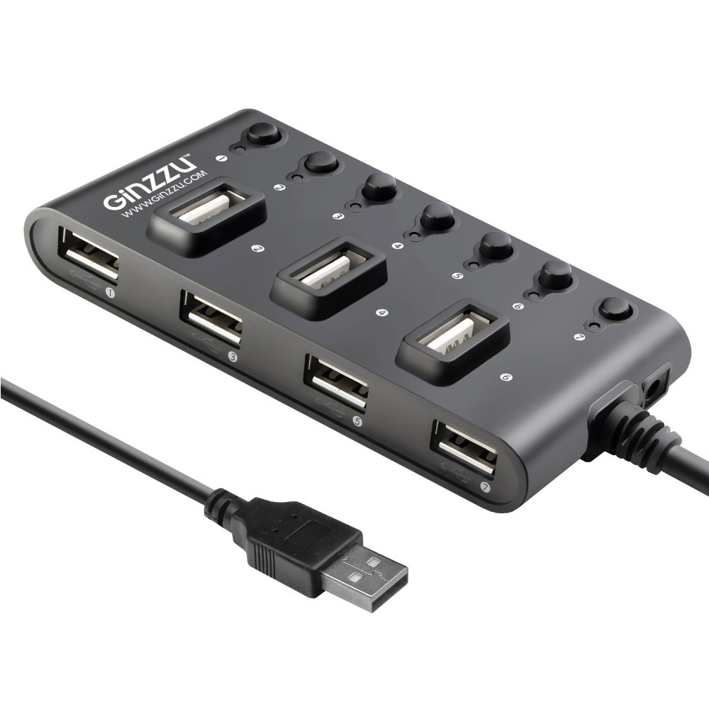 USB-концентратор Ginzzu GR-487UB USB - USB 2.0 7 ports Black 14175, Черный
USB-концентратор Ginzzu GR-487UB USB - USB 2.0 7 ports Black 14175, Черный