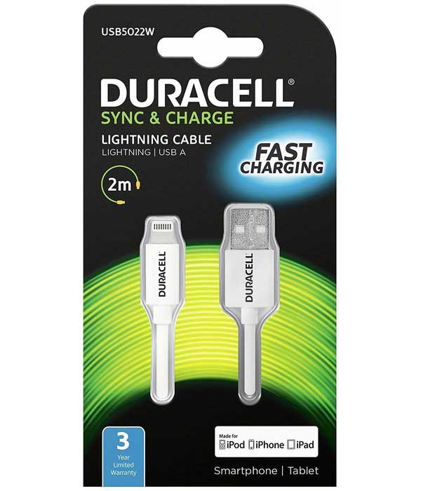 Кабель Duracell lightning MFI, 2м, TPU, Fast charging, белый, USB5022W-RU
Кабель Duracell lightning MFI, 2м, TPU, Fast charging, белый, USB5022W-RU