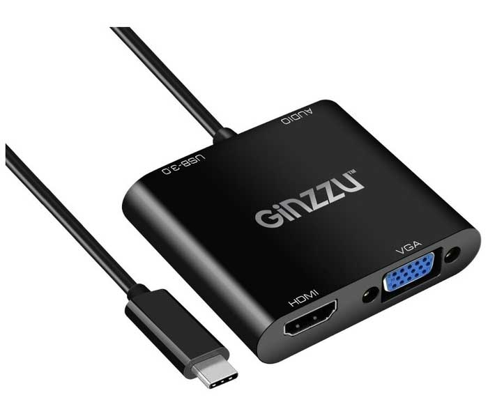 Адаптер Ginzzu USB Type-C - VGA / HDMI / USB 3.0 / Audio 25cm GC-877HVC, Черный
Адаптер Ginzzu USB Type-C - VGA / HDMI / USB 3.0 / Audio 25cm GC-877HVC, Черный