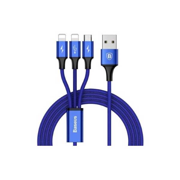 Кабель Baseus Rapid Series 3-in-1 USB - MicroUSB / 2xLightning 3A 1.2m Dark Blue CAMLL-SU13, Синий
Кабель Baseus Rapid Series 3-in-1 USB - MicroUSB / 2xLightning 3A 1.2m Dark Blue CAMLL-SU13, Синий