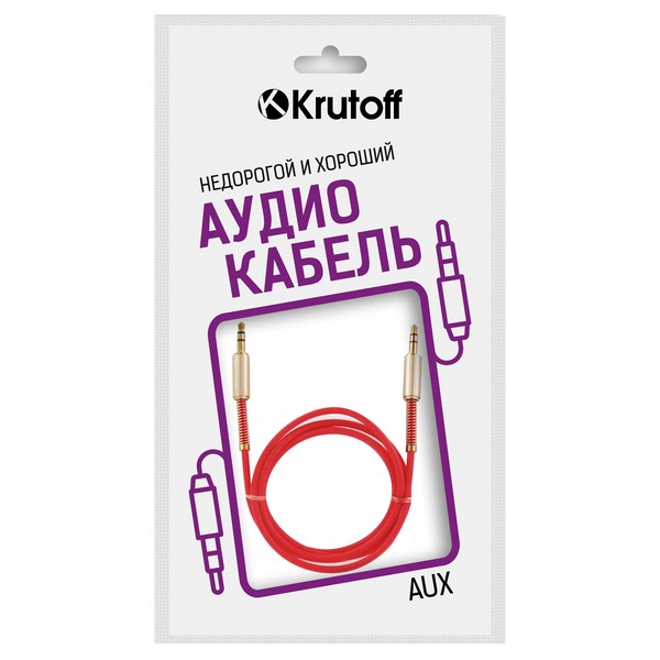 Аудио кабель AUX Krutoff Spring красный 1m (пакет)
Аудио кабель AUX Krutoff Spring красный 1m (пакет)