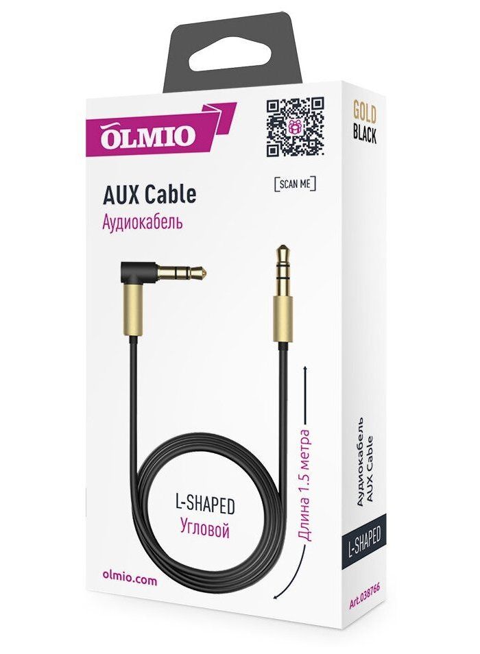 Аудиокабель OLMIO AUX 3.5(m)-3.5(m), 1.5м, угловой, черно-золотой, Черный
Аудиокабель OLMIO AUX 3.5(m)-3.5(m), 1.5м, угловой, черно-золотой, Черный