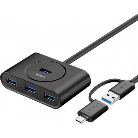 Хаб UGREEN CR113 (40850) USB 3.0 Hub with USB-C Port. 1 м. черный
Хаб UGREEN CR113 (40850) USB 3.0 Hub with USB-C Port. 1 м. черный