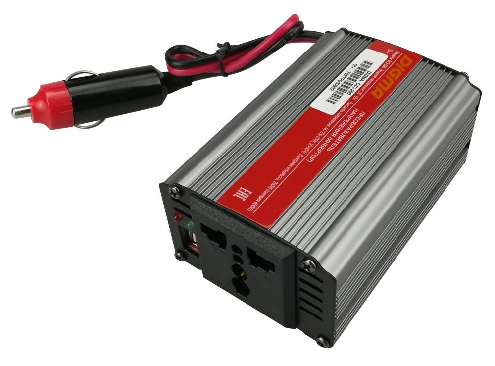 Инвертор Digma DCI-200 200Вт с 12В на 220В
Инвертор Digma DCI-200 200Вт с 12В на 220В