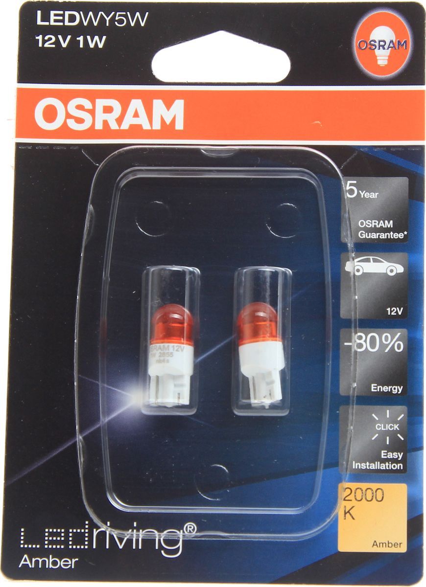 Лампа автомобильная OSRAM W5W (W2.1*9.5d) LED Premium Amber 2000K, 2шт, 12V, 2855YE-2бл
Лампа автомобильная OSRAM W5W (W2.1*9.5d) LED Premium Amber 2000K, 2шт, 12V, 2855YE-2бл