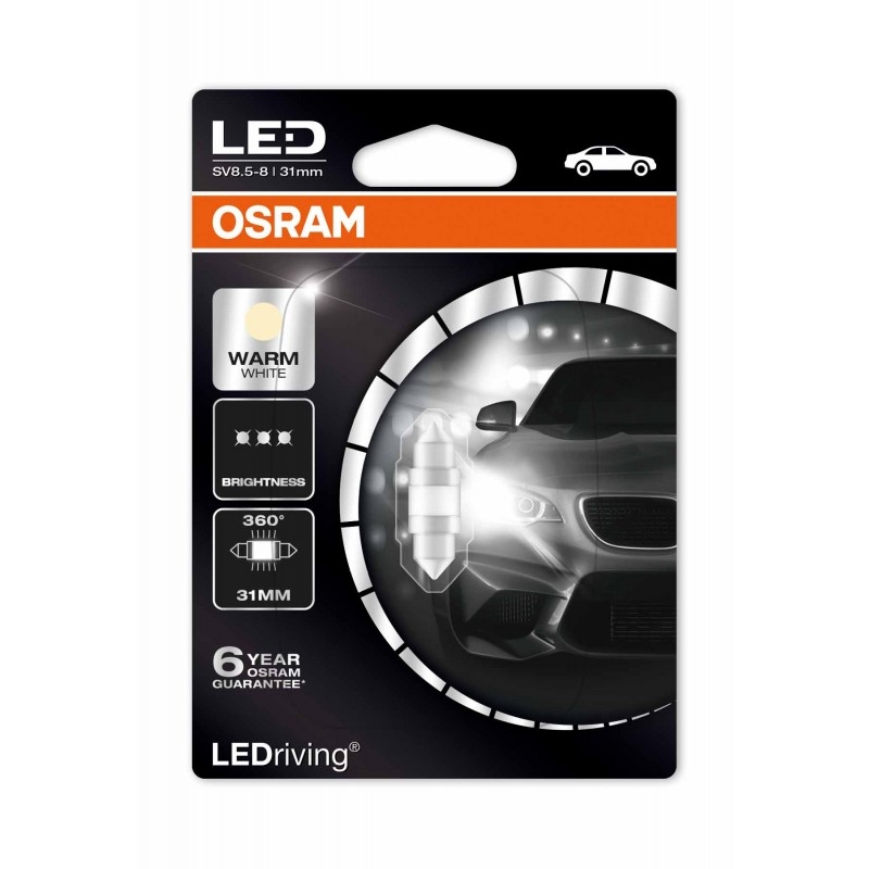 Лампа светодиодная OSRAM C5W 31mm Premium Warm White 12V 1W LED 4000K, 1шт, 6497WW-01B (бл.1)
Лампа светодиодная OSRAM C5W 31mm Premium Warm White 12V 1W LED 4000K, 1шт, 6497WW-01B (бл.1)