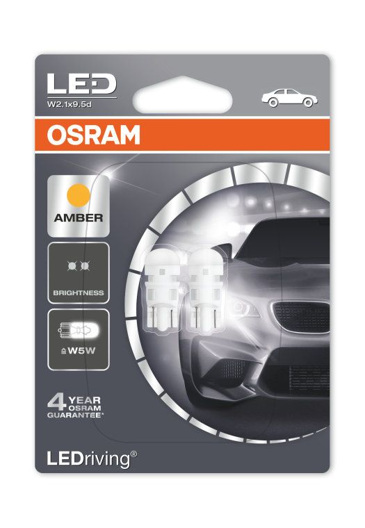 Лампа автомобильная OSRAM W5W (W2.1*9.5d) LED Standart Amber, 2шт, 12V, 2880YE-2бл
Лампа автомобильная OSRAM W5W (W2.1*9.5d) LED Standart Amber, 2шт, 12V, 2880YE-2бл
