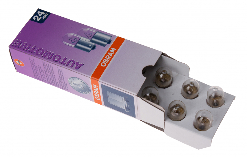 Лампа автомобильная OSRAM R5W (BA15s) 24V, 5627
Лампа автомобильная OSRAM R5W (BA15s) 24V, 5627
