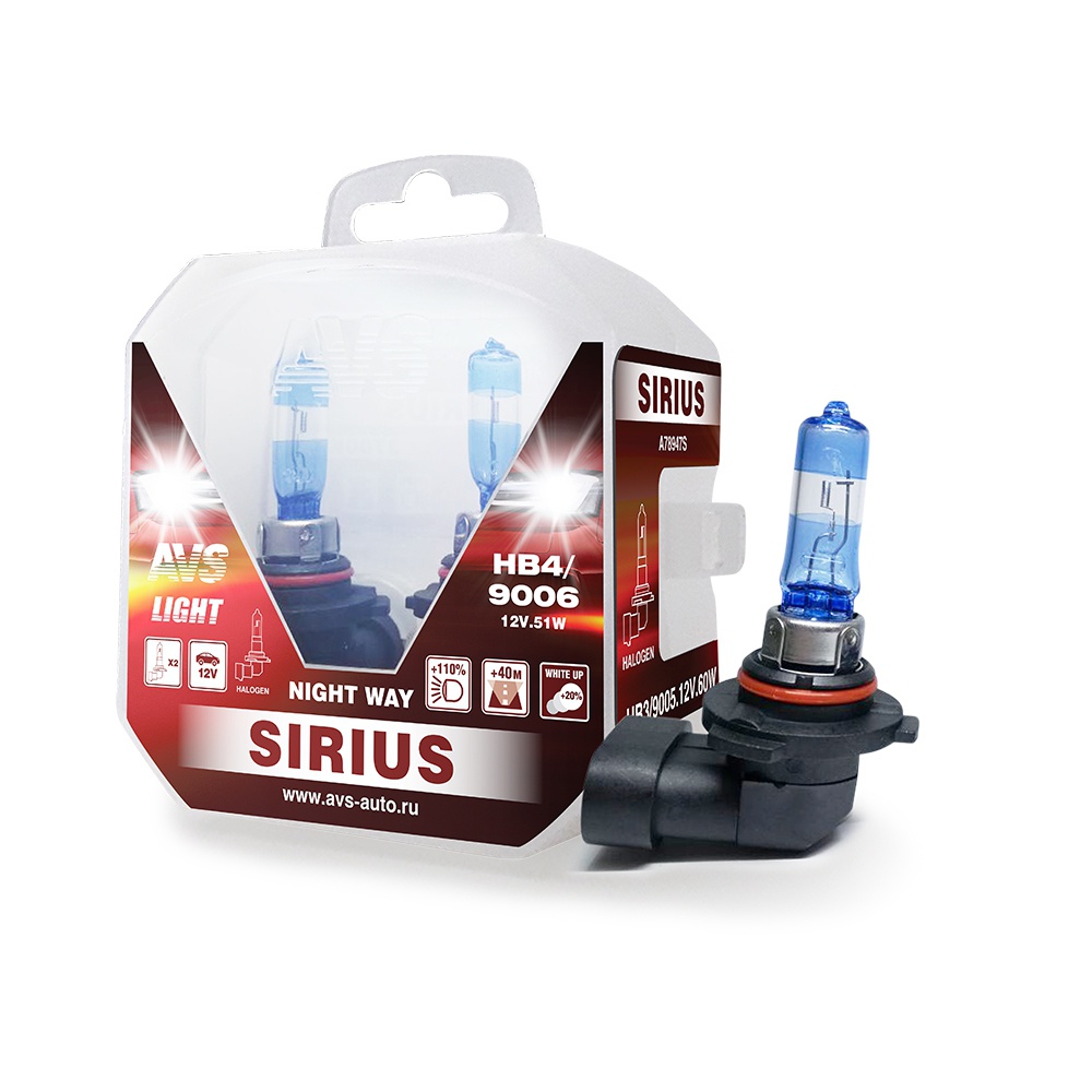 Лампа автомобильная AVS HB4 Sirius Night Way 12V 55W, 2шт (A78948S
Лампа автомобильная AVS HB4 Sirius Night Way 12V 55W, 2шт (A78948S