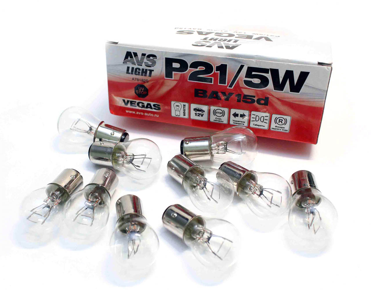 Лампа автомобильная AVS Vegas P21/5W BAY15D 12V Box, 10шт (A78182S)
Лампа автомобильная AVS Vegas P21/5W BAY15D 12V Box, 10шт (A78182S)