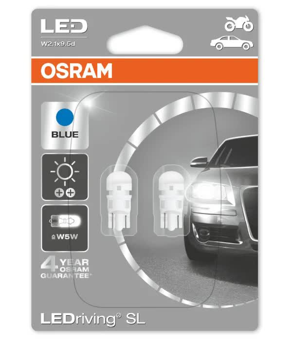 Лампа светодиодная OSRAM LED Standart Blue W5W 12V 1W, 2шт, 2880BL-02B (бл.2
Лампа светодиодная OSRAM LED Standart Blue W5W 12V 1W, 2шт, 2880BL-02B (бл.2