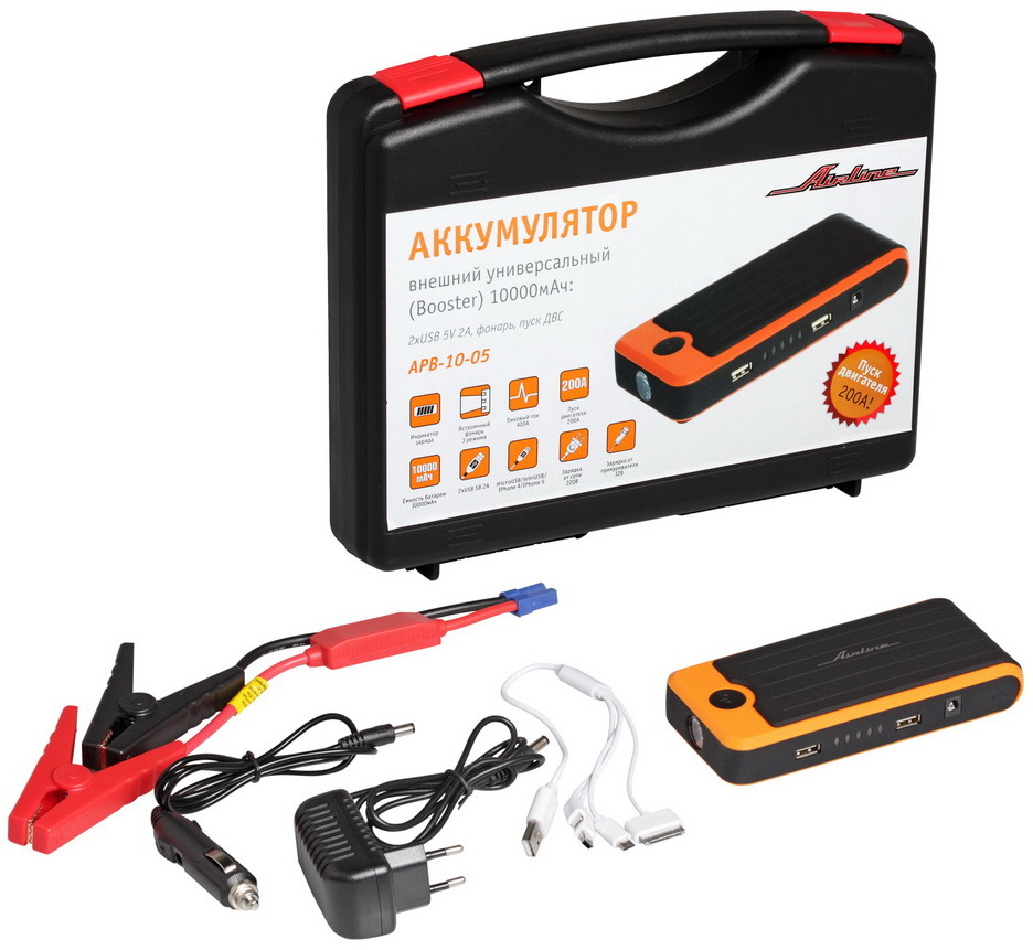 Пуско-зарядное устройство Airline APB-10-05 10000 mAh
Пуско-зарядное устройство Airline APB-10-05 10000 mAh