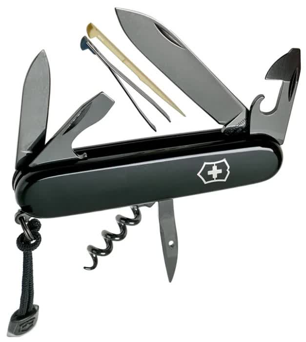 Нож Victorinox Spartan PS, 91 мм, 13 функций, чёрный, с темляком
Нож Victorinox Spartan PS, 91 мм, 13 функций, чёрный, с темляком