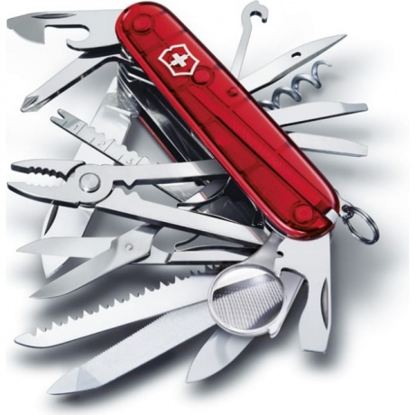 Нож Victorinox SwissChamp, 91 мм, 33 функции, полупрозрачный красный
Нож Victorinox SwissChamp, 91 мм, 33 функции, полупрозрачный красный