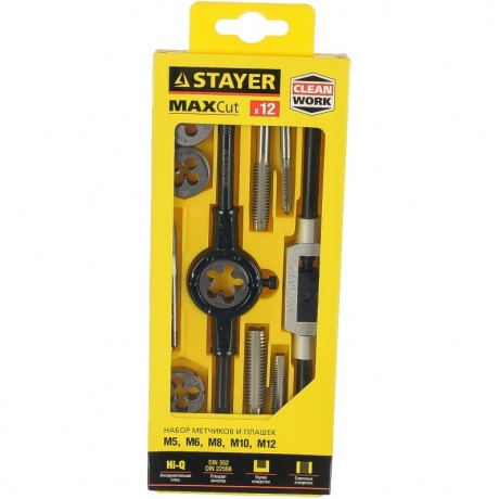 Набор метчиков и плашек Stayer 28012-H12_z01 (12 предметов)
Набор метчиков и плашек Stayer 28012-H12_z01 (12 предметов)