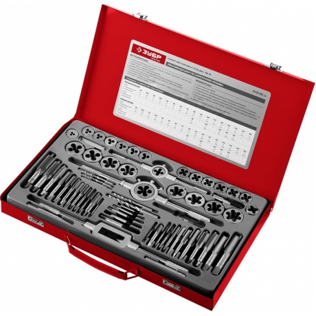 Набор метчиков и плашек Зубр 28118-H65_z01 (65 предметов)
Набор метчиков и плашек Зубр 28118-H65_z01 (65 предметов)