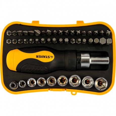 Набор бит и торцевых головок Stayer Master Techno 25084-H46 (46 предметов)
Набор бит и торцевых головок Stayer Master Techno 25084-H46 (46 предметов)