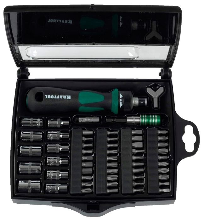 Набор бит и торцевых головок Kraftool Expert 25554-H55 (55 предметов)
Набор бит и торцевых головок Kraftool Expert 25554-H55 (55 предметов)