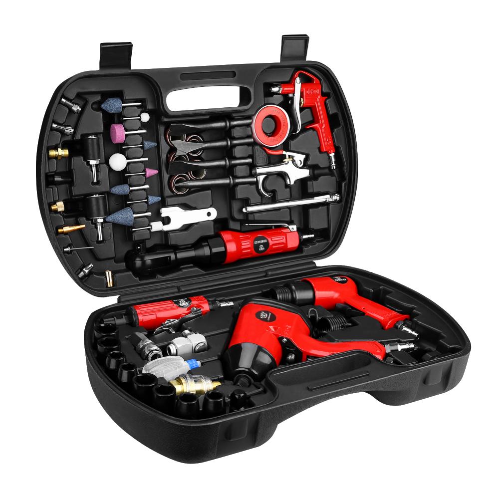 Набор пневмоинструмента и аксессуаров DEKO DKPT61 Premium 61 предмет в чемодане (Прямая пневмошлифмашина, пневмотрещотка, пневмогайковерт, пневмомолот, пистолет продувочный, пистолет воздушный + 55 аксессуаров)
Набор пневмоинструмента и аксессуаров DEKO DKPT61 Premium 61 предмет в чемодане (Прямая пневмошлифмашина, пневмотрещотка, пневмогайковерт, пневмомолот, пистолет продувочный, пистолет воздушный + 55 аксессуаров)