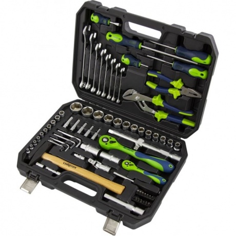 Набор инструментов, 1/2", 1/4", CrV, 12 гранные головки, пластиковый кейс, 76 предметов Stels
Набор инструментов, 1/2", 1/4", CrV, 12 гранные головки, пластиковый кейс, 76 предметов Stels