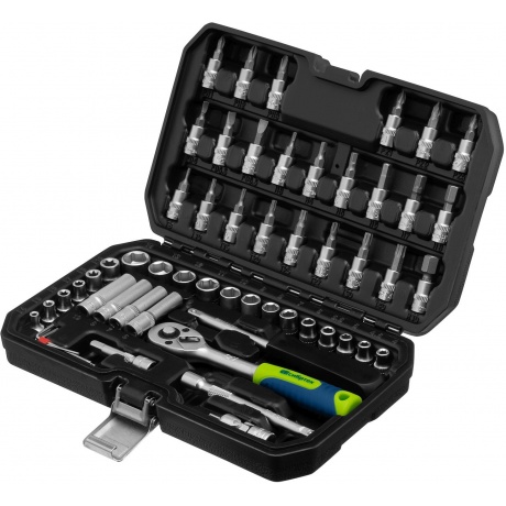 Набор инструментов, 1/4", пластиковый кейс 56 предметов Сибртех
Набор инструментов, 1/4", пластиковый кейс 56 предметов Сибртех