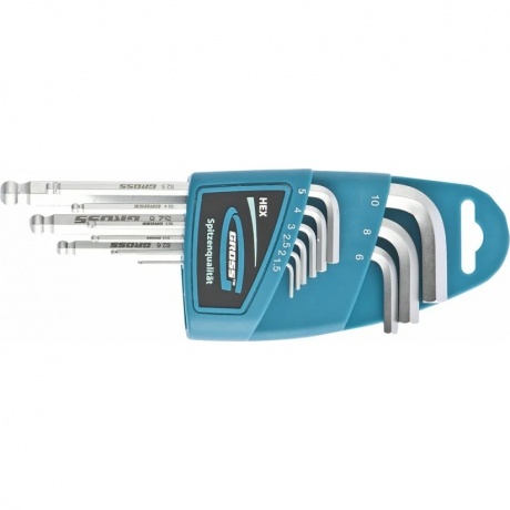 Набор ключей имбусовых HEX, 1,5–10 мм, S2, 9 шт., удлиненные с шаром, сатинированные Gross
Набор ключей имбусовых HEX, 1,5–10 мм, S2, 9 шт., удлиненные с шаром, сатинированные Gross