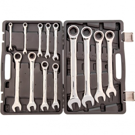 Набор ключей комбинированных трещоточных шарнирных 8-32 мм, 13 шт., CrV Matrix
Набор ключей комбинированных трещоточных шарнирных 8-32 мм, 13 шт., CrV Matrix