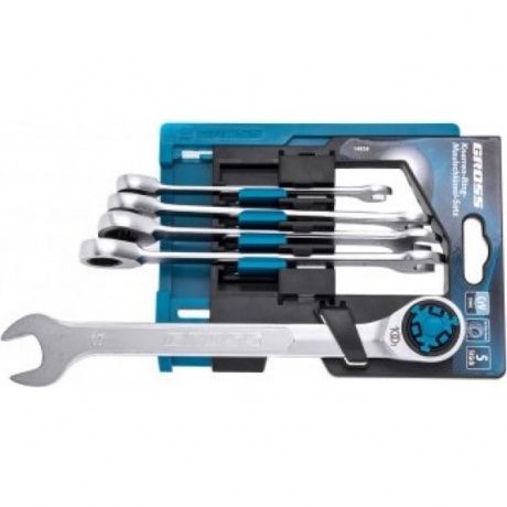 Набор ключей комбинированных трещоточных, СRV, 5 шт. 8- 17 мм Gross
Набор ключей комбинированных трещоточных, СRV, 5 шт. 8- 17 мм Gross