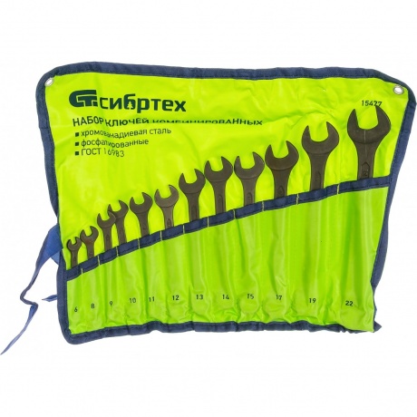 Набор ключей комбинированных, 6 - 22 мм, 12 шт., CrV, фосфатированные, ГОСТ 16983 Сибртех
Набор ключей комбинированных, 6 - 22 мм, 12 шт., CrV, фосфатированные, ГОСТ 16983 Сибртех