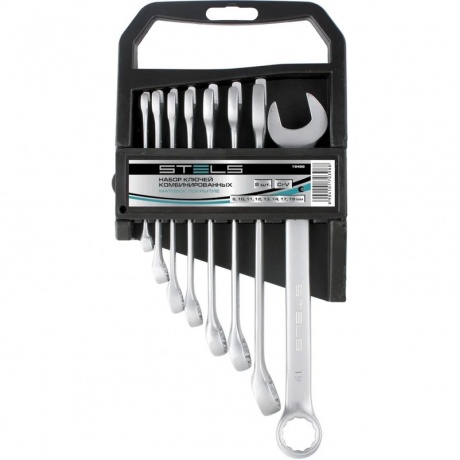 Набор ключей комбинированных, 8 - 19 мм, 8 шт., CrV, матовый хром Stels
Набор ключей комбинированных, 8 - 19 мм, 8 шт., CrV, матовый хром Stels