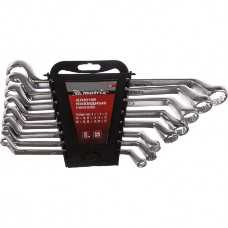Набор ключей накидных, 6–22 мм, CR-V, 8 шт., полированный хром Matrix
Набор ключей накидных, 6–22 мм, CR-V, 8 шт., полированный хром Matrix