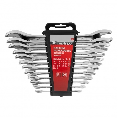 Набор ключей рожковых 12шт. (6-32мм), CrV, Elliptical, зерк. хромирование Matrix
Набор ключей рожковых 12шт. (6-32мм), CrV, Elliptical, зерк. хромирование Matrix