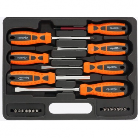 Набор отверток + биты, 21 пред., PH + SL+ Hex + Torx, HCS, 2к рукоятка Sparta
Набор отверток + биты, 21 пред., PH + SL+ Hex + Torx, HCS, 2к рукоятка Sparta