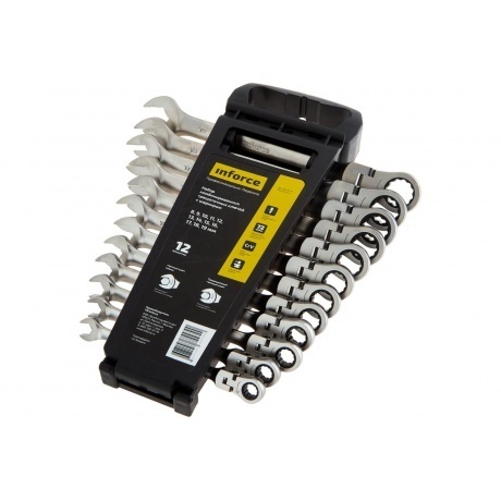Inforce Набор комбинированных шарнирных ключей с трещоткой 12 предметов 06-05-51
Inforce Набор комбинированных шарнирных ключей с трещоткой 12 предметов 06-05-51